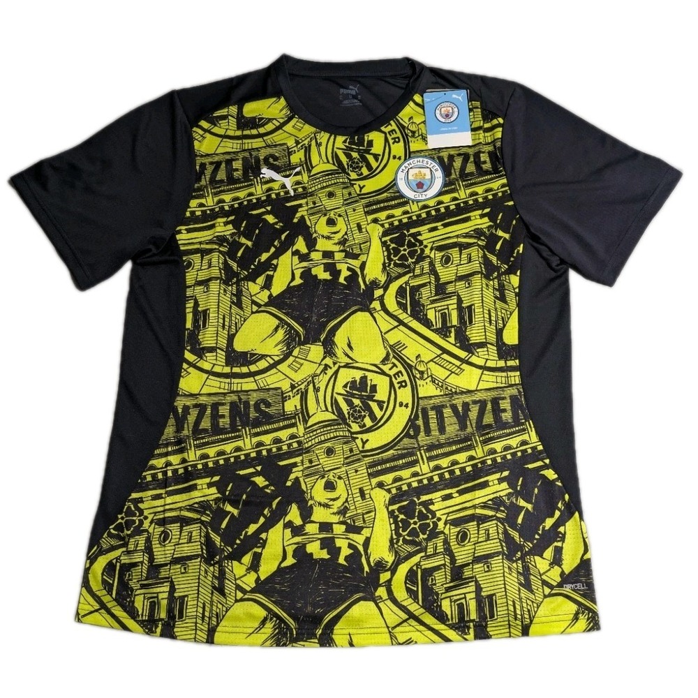 Puma Manchester City‎ Prematch Jersey XL Yellow Black DryCELL Soccer Shirt NWT